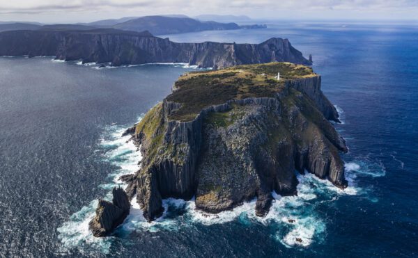 This image of Tasman Island was taken from a Bell  206 Longranger helicopter over the Tasman Peninsula National Park in Tasmania, Australia.